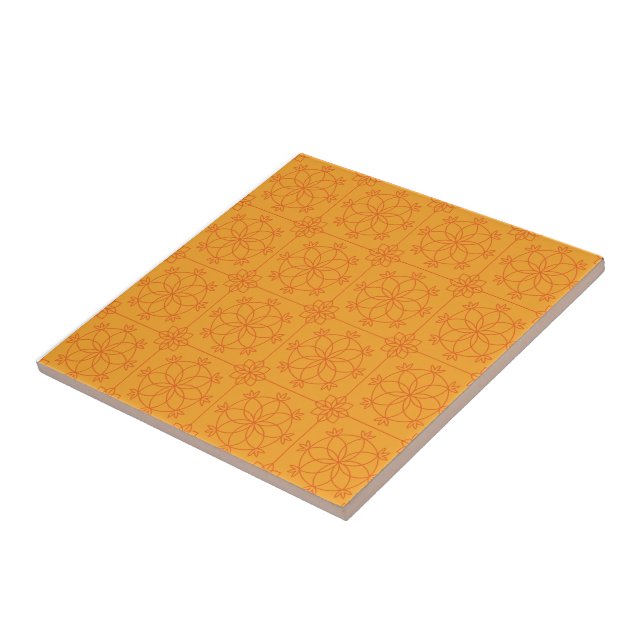 Yellow Decorative mandala Art geometrisches Muster Fliese (Seite)