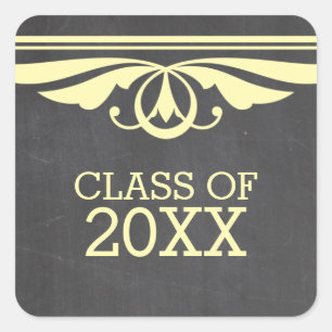 Yellow Deko Chalkboard Abschluss Stickers