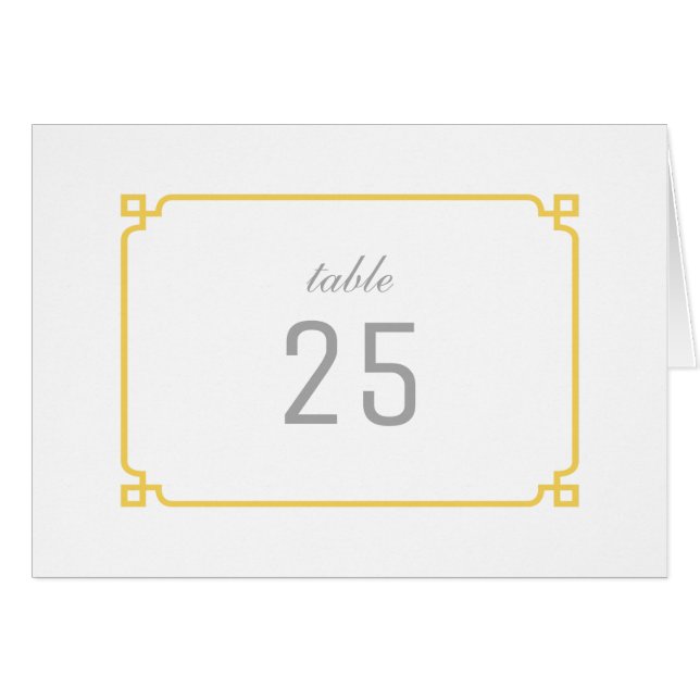 Yellow Deko Chic Tischnummer (Vorderseite (Horizontal))