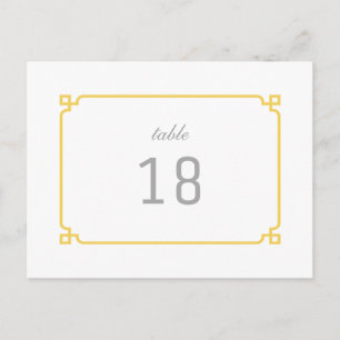 Yellow Deko Chic Tischnummer Postkarte