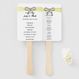 Yellow Diamond Bow Wedding Program Fächer