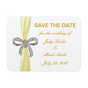 Yellow Diamond Bow Wedding Save the Date Magnet
