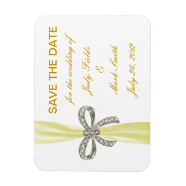 Yellow Diamond Bow Wedding Save the Date Magnet