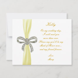 Yellow Diamond Bow Wedding Trauzeugin Card Einladung