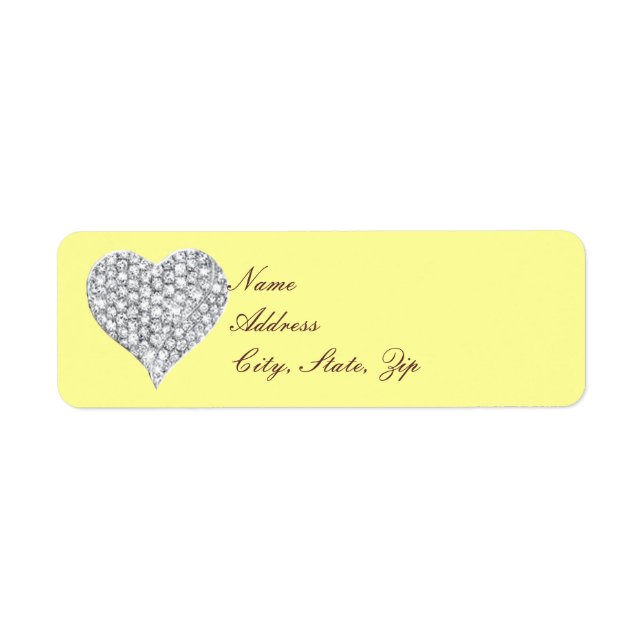Yellow Diamond Heart Address Labels (Vorne)
