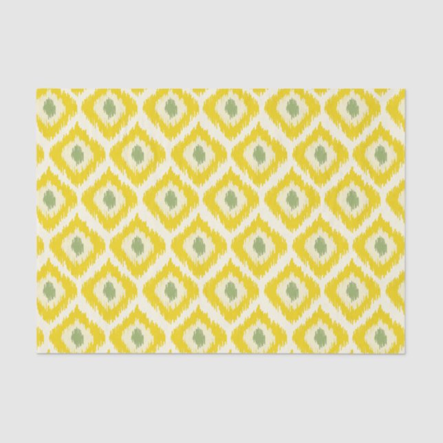Yellow Diamond Ikat Pattern Seidenpapier (Vorderseite)