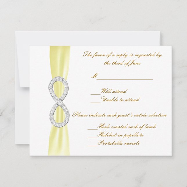 Yellow Diamond Infinity Wedding Response Card RSVP Karte (Vorderseite)