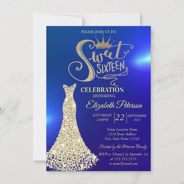 Yellow Diamonds Dress, Diamonds Sweet 16 Einladung (Vorderseite)