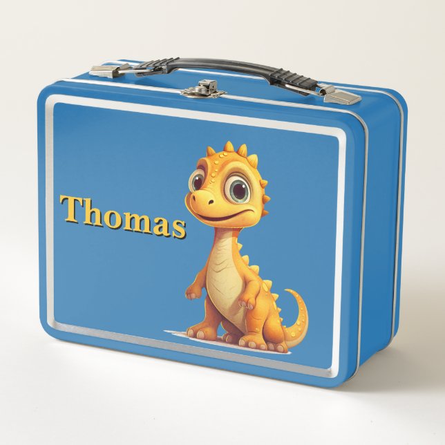Yellow Dinosaurier Metall Brotdose (Vorderseite)