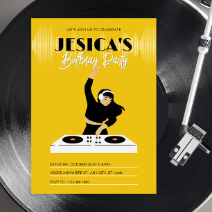 Yellow dj music player einladung