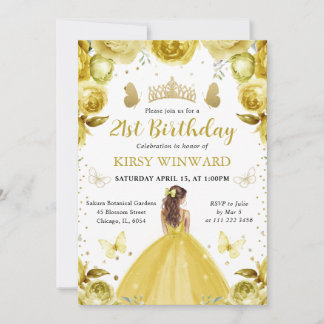 Yellow Dress Red Hair Princess Birthday Einladung