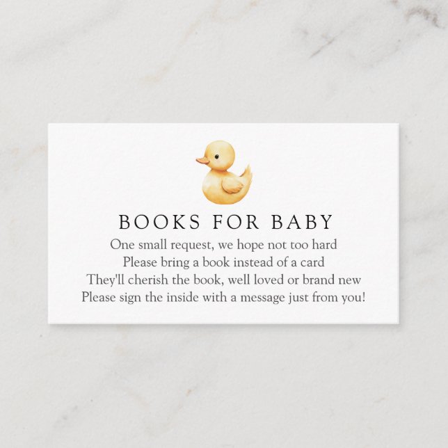 Yellow Duck Books für Babyanfrage Begleitkarte (Vorderseite)