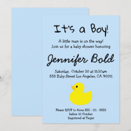 Yellow Duck Boy Baby Shower Einladung