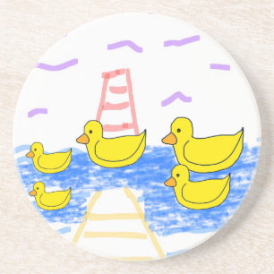 Yellow Duck Family Lighthouse Gelbe Pier Getränkeuntersetzer
