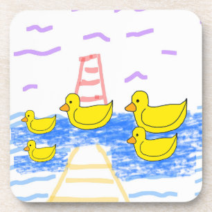Yellow Duck Family Lighthouse Gelbe Pier Getränkeuntersetzer