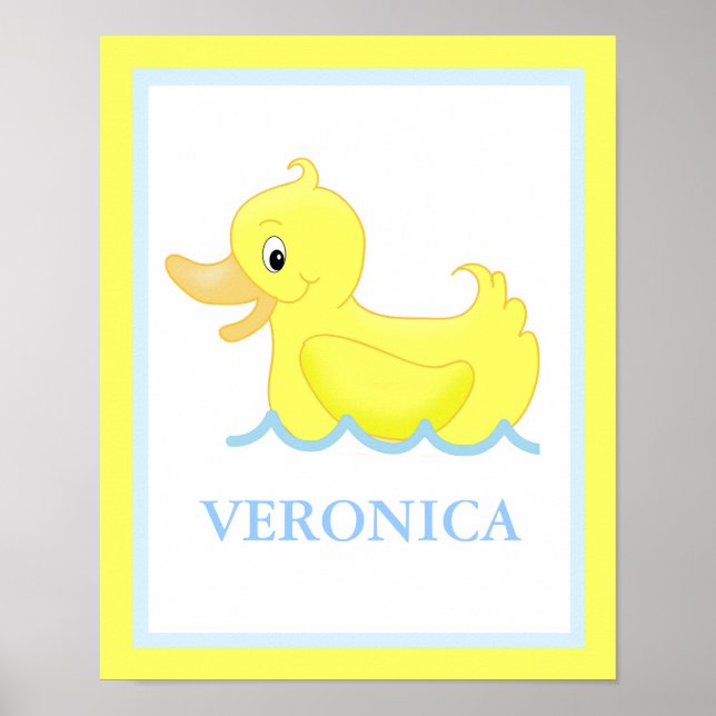 Yellow Duck Little Ducky Personalized Art Print Poster (Vorne)
