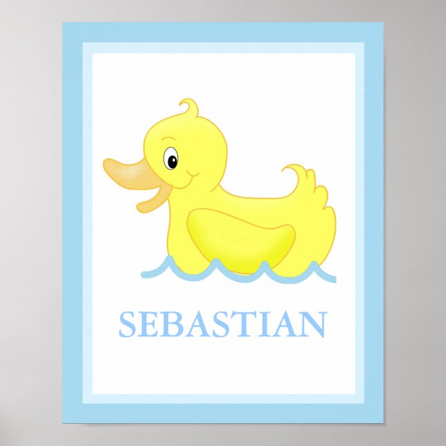 Yellow Duck Little Ducky Personalized Art Print Poster (Vorne)