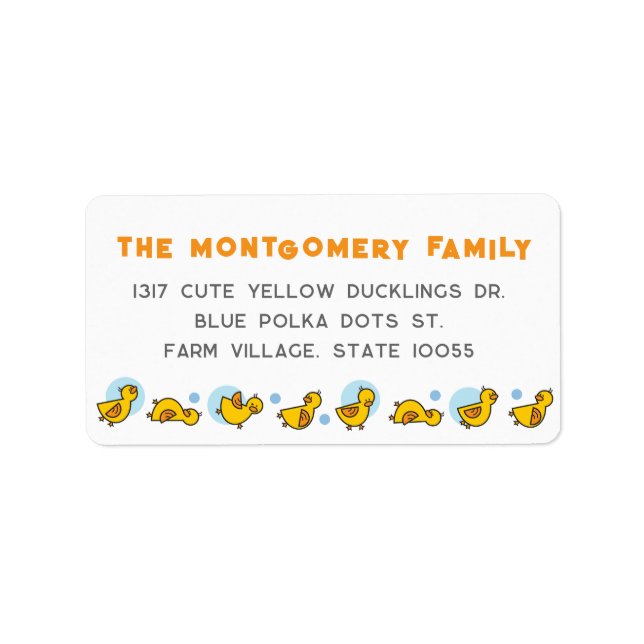 Yellow Duckies Blue Dots Boy Baby Showadresse Adressaufkleber (Vorne)