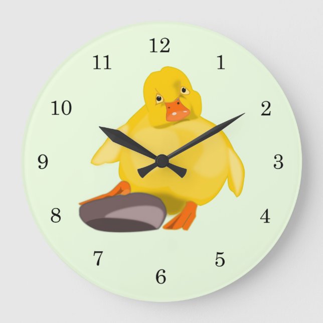 Yellow Duckling Clock Große Wanduhr (Vorderseite)