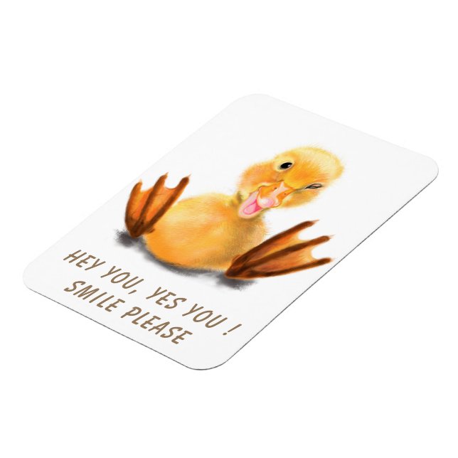 Yellow Duckling Playful Wink Magnet Smile Cartoon (Linke Seite)