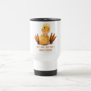 Yellow Duckling Playful Wink Travel Mug Smile