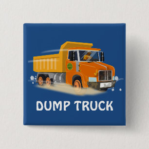 Yellow Dump Truck Cartoon für Kinder Button