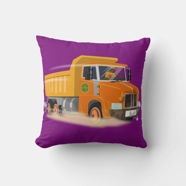 Yellow Dump Truck Cartoon für Kinder Kissen (Vorderseite)