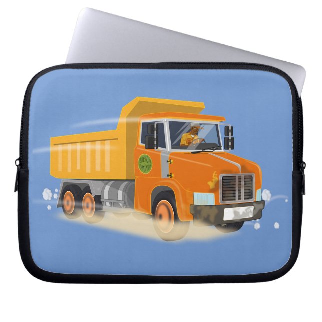 Yellow Dump Truck Cartoon für Kinder Laptopschutzhülle (Vorderseite)