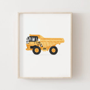 Yellow Dump Truck Kids Konstruktion Vehicle Decor Poster