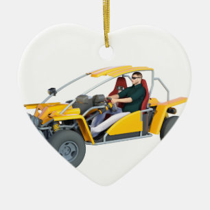 Yellow Dune Buggy Keramik Ornament