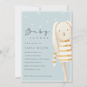 Yellow Dusky Blue Gray Bunny Bunny Baby Dusche lad Dankeskarte