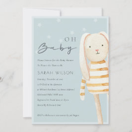 Yellow Dusky Blue Gray Bunny Bunny Oh Baby Dusche Dankeskarte