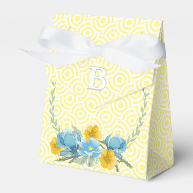 Yellow Elegance Wedding Fotos Monogram Geschenkschachtel (Vorderseite)