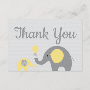 Yellow Elephant Baby Dusche Danke, Cards flach Dankeskarte