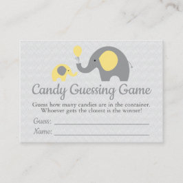 Yellow Elephant Baby Shower Candy Guessing Game Visitenkarte