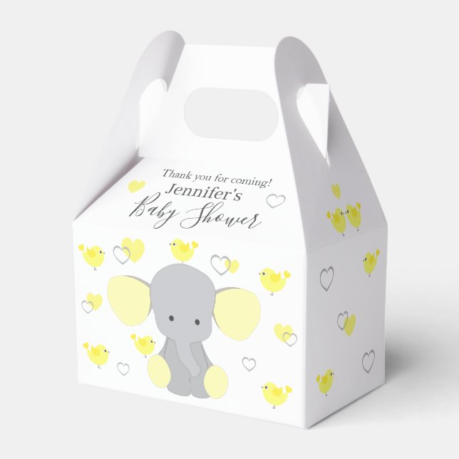 Yellow Elephant Boy Girl Baby Dusche Party Geschenkschachtel (Vorderseite)