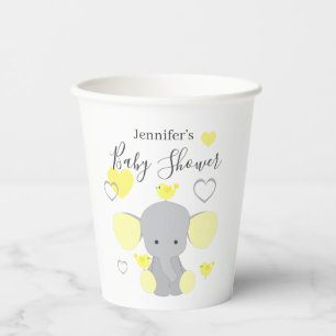Yellow Elephant Boy Girl Baby Dusche Party Pappbecher