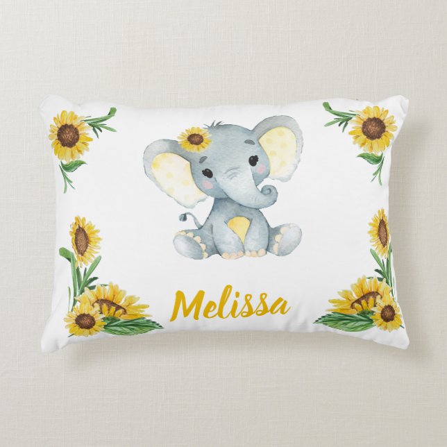 Yellow elephgirl Nom personnalisé Coussin (Devant)