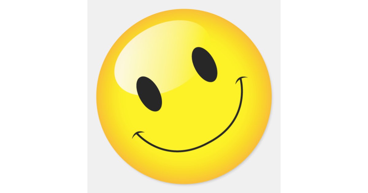 Yellow Emoji Geburtstagsparty Happy Face Symbol Runder Aufkleber