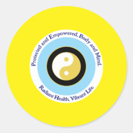 Yellow Evil Eye for Health and Optimismus Runder Aufkleber