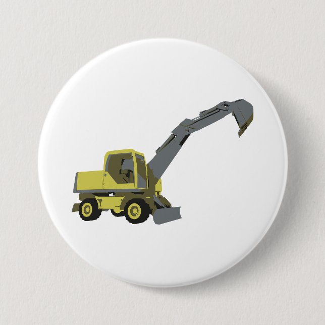 Yellow Excavator Construction Machinery Button (Vorderseite)