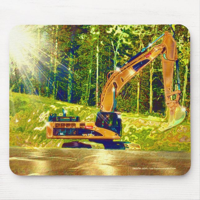 Yellow Excavator Power Shovel Art Mousepad (Vorne)
