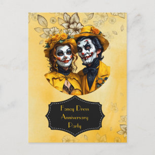 Yellow Extravagant Dance Karikatur - Jubiläum Postkarte