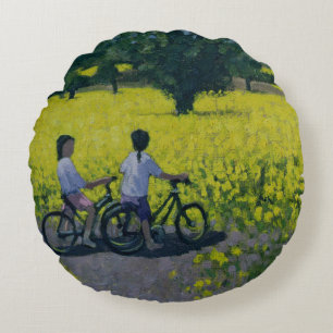 Yellow Field Kedleston Derby Rundes Kissen