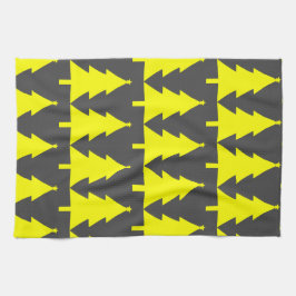Yellow Fier Christmas Trees Pattern Geschirrtuch