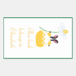 Yellow Fifi daisy Hunny Buchzeichen Rechteckiger Aufkleber
