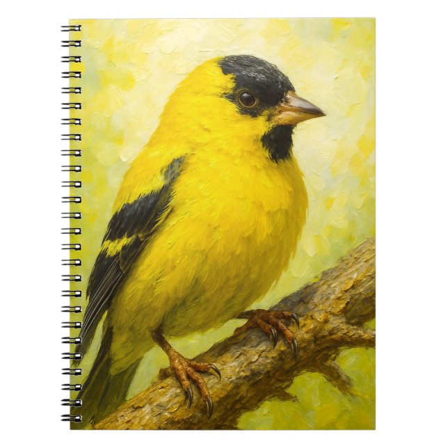 Yellow Finch Notebook | Goldfinch Bird Art Journal Notizblock (Vorderseite)