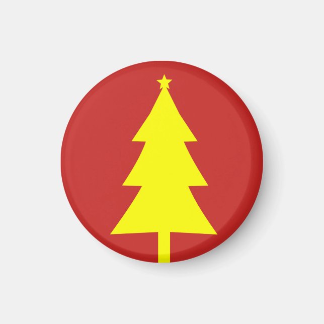 Yellow Fir Christmas Tree Funky Kühlschrankmagnet (Vorne)
