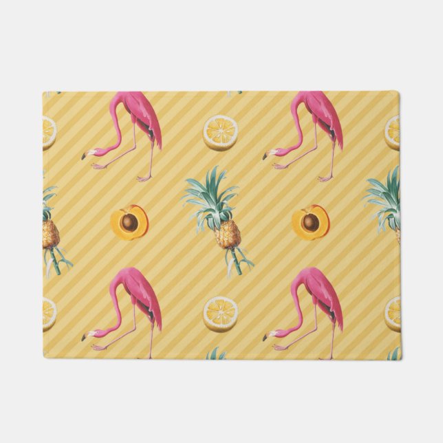 Yellow Flamingo Mango Lemon Pattern Fußmatte (Vorderseite)