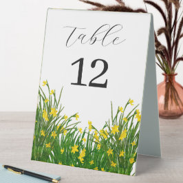 Yellow Flora Garden Hochzeitskarte für Wasserfarbe Tischaufsteller